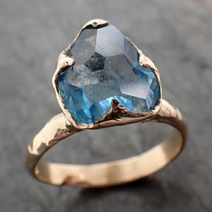 Partially faceted Aquamarine Solitaire Ring 14k gold Custom One Of a Kind Gemstone Ring Bespoke byAngeline 2940