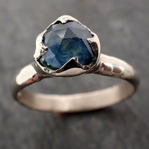 Fancy cut Montana blue Sapphire 14k White gold Solitaire Ring Gold Gemstone Engagement Ring 2995