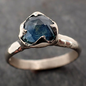 Fancy cut Montana blue Sapphire 14k White gold Solitaire Ring Gold Gemstone Engagement Ring 2995