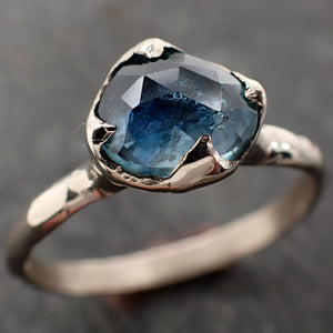 Fancy cut Montana blue Sapphire 14k White gold Solitaire Ring Gold Gemstone Engagement Ring 2995