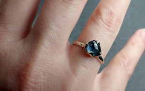 Fancy cut Montana blue Sapphire 14k White gold Solitaire Ring Gold Gemstone Engagement Ring 2995