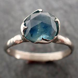 Fancy cut Montana blue Sapphire 14k White gold Solitaire Ring Gold Gemstone Engagement Ring 2946
