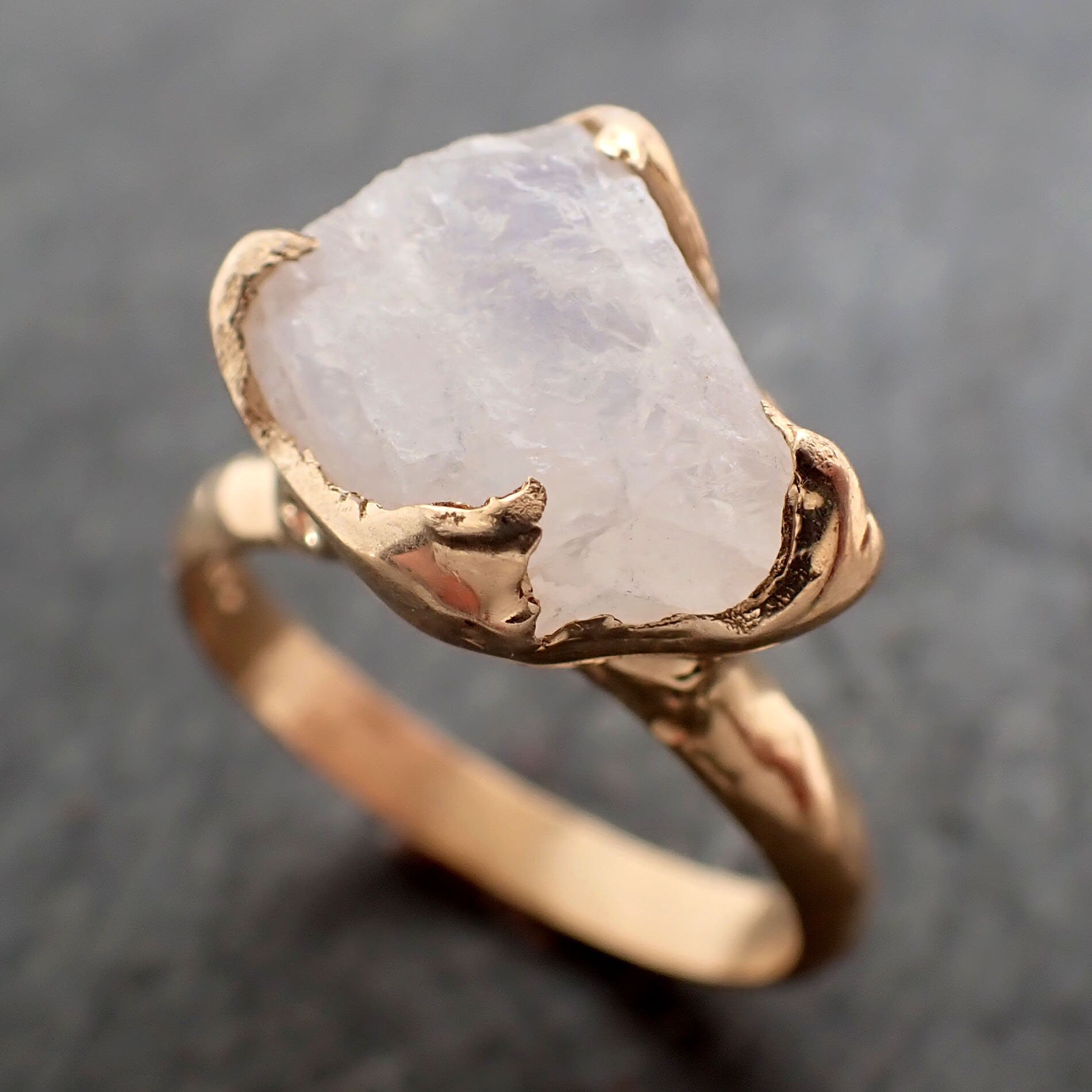 Rough Moonstone 14k Gold Ring Gemstone Solitaire recycled statement cocktail statement 2948