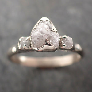 Rough Diamond 14k white gold Engagement Multi stone Wedding byAngeline 2953
