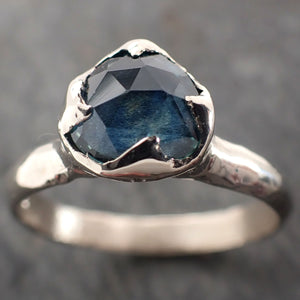 Fancy cut Montana blue Sapphire 14k White gold Solitaire Ring Gold Gemstone Engagement Ring 2945