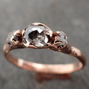 Fancy cut Salt and pepper Diamond Engagement 14k Rose Gold Multi stone Wedding Ring byAngeline 3008
