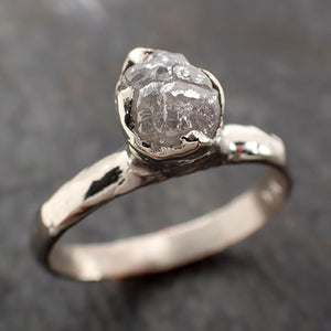 Raw White Diamond Solitaire Engagement Ring 14k White Gold Stacking Rough Diamond byAngeline 2960