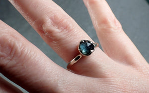 Fancy cut Montana blue Sapphire 14k White gold Solitaire Ring Gold Gemstone Engagement Ring 2968