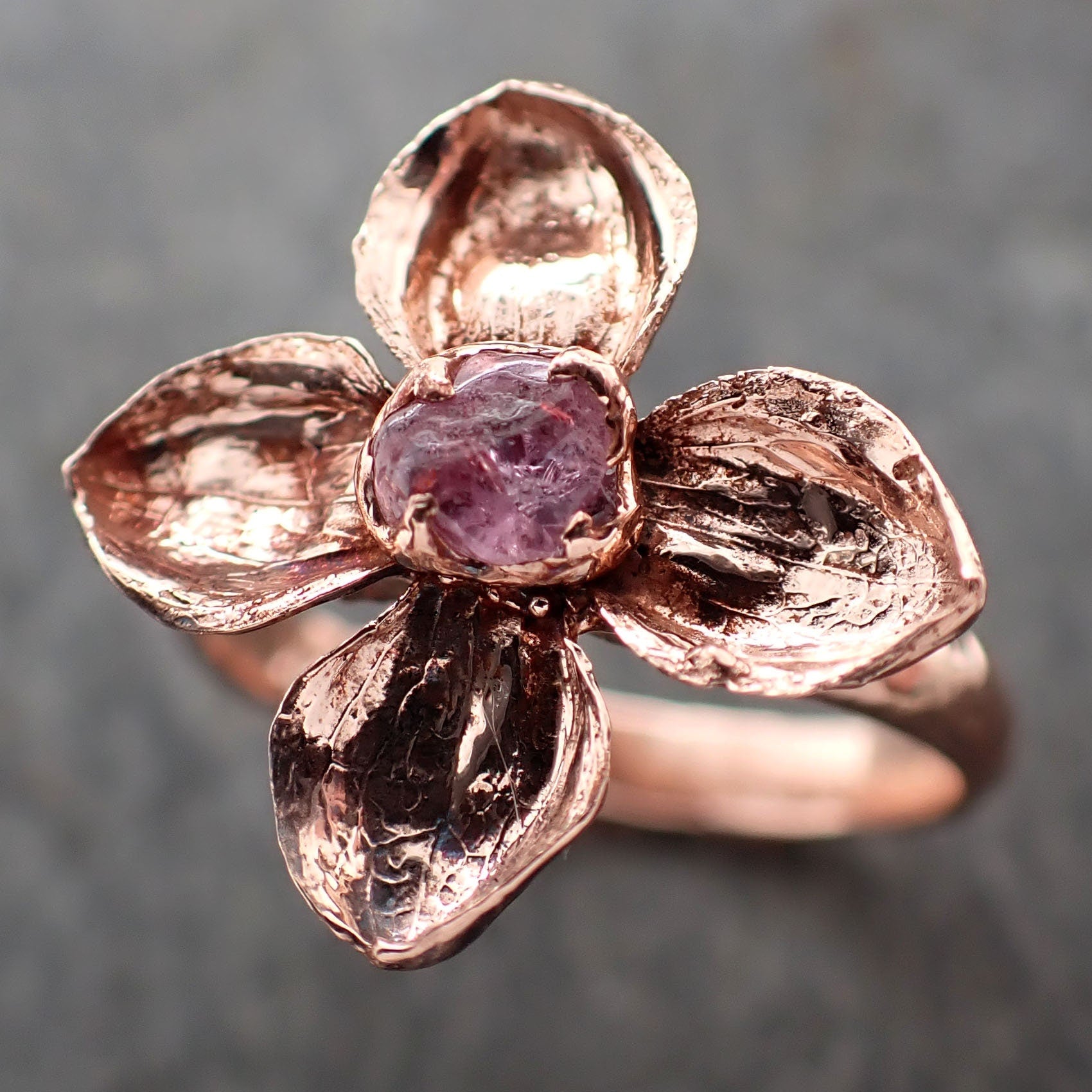 Pink Gold Pink Sapphire Flower Ring