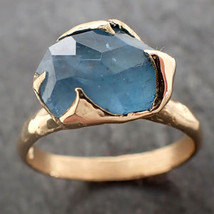 Partially faceted Aquamarine Solitaire Ring 18k gold Custom One Of a Kind Gemstone Ring Bespoke byAngeline 2983