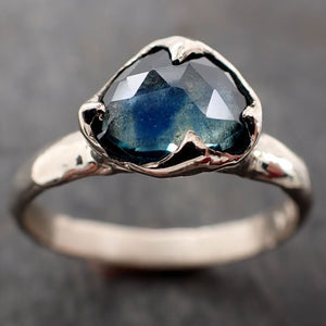 Fancy cut Montana blue Sapphire 14k White gold Solitaire Ring Gold Gemstone Engagement Ring 2992