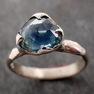 Fancy cut Montana blue Sapphire 14k White gold Solitaire Ring Gold Gemstone Engagement Ring 2994