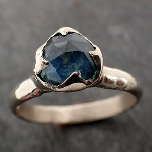 Fancy cut Montana blue Sapphire 14k White gold Solitaire Ring Gold Gemstone Engagement Ring 2995