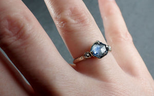 Partially faceted blue Montana Sapphire and fancy Diamonds 18k White Gold Engagement Wedding Ring Gemstone Ring Multi stone Ring 2997