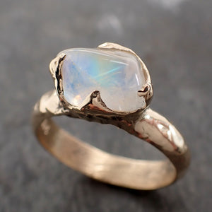 tumbled Moonstone Yellow Gold Ring Gemstone Solitaire recycled 14k statement cocktail statement 3020