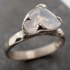 tumbled Moonstone White Gold Ring Gemstone Solitaire recycled 14k statement cocktail statement 3024