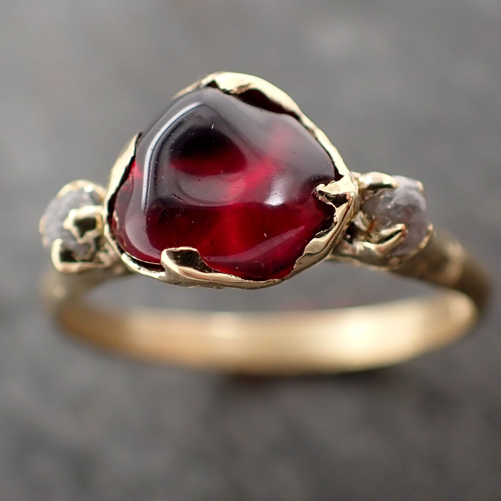Gemstone Rose Gold Ring With Garnet Stone Tumbled Garnet And Rough