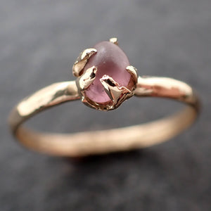 Sapphire Pebble candy yellow 14k gold Solitaire pink polished gemstone ring 3042