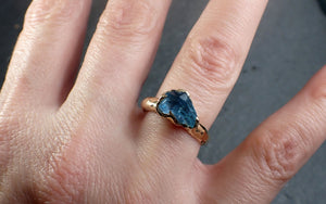 Partially faceted Aquamarine Solitaire Ring 14k gold Custom One Of a Kind Gemstone Ring Bespoke byAngeline 3019