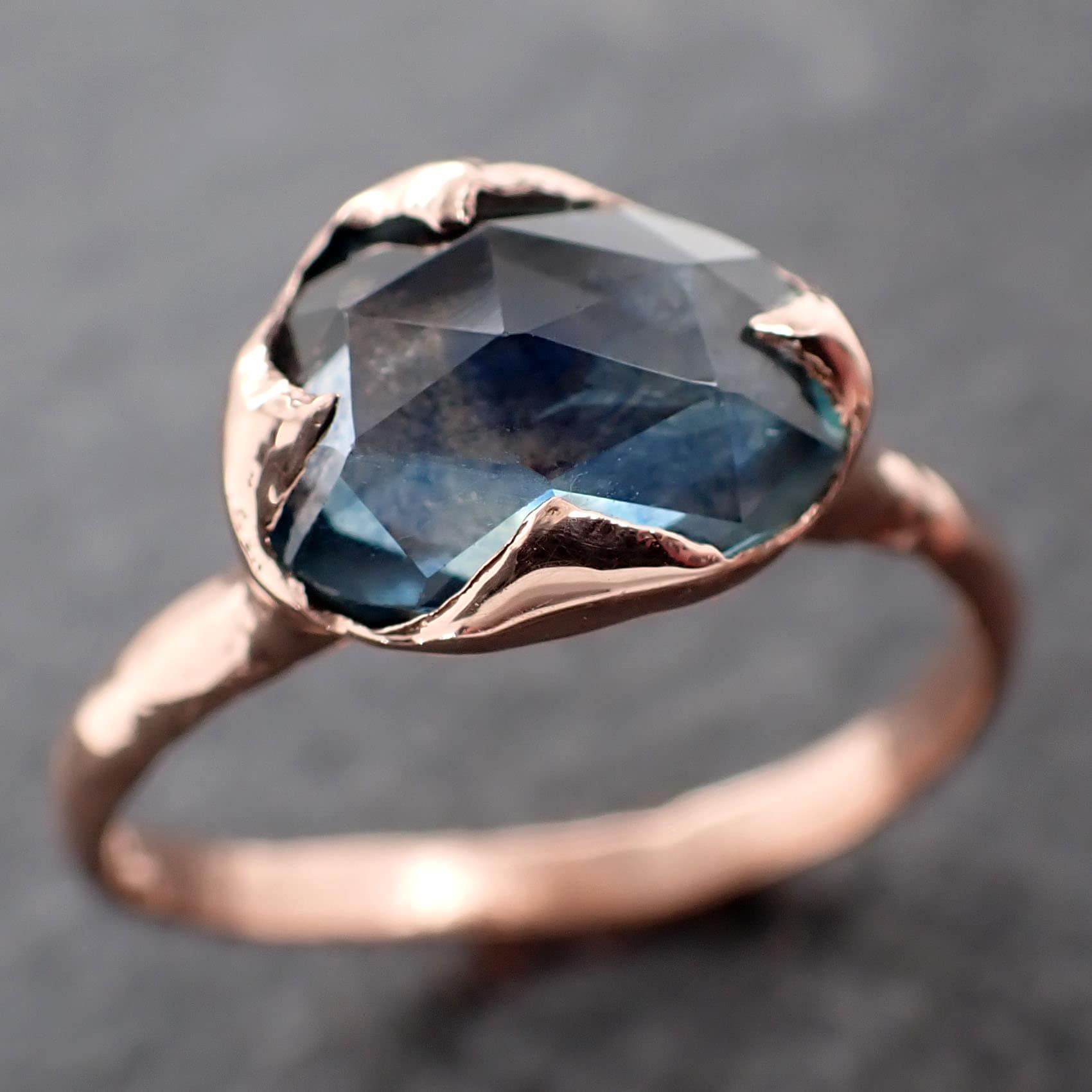 Fancy cut Montana blue Sapphire Rose gold Solitaire Ring Gold Gemstone Engagement Ring 3053