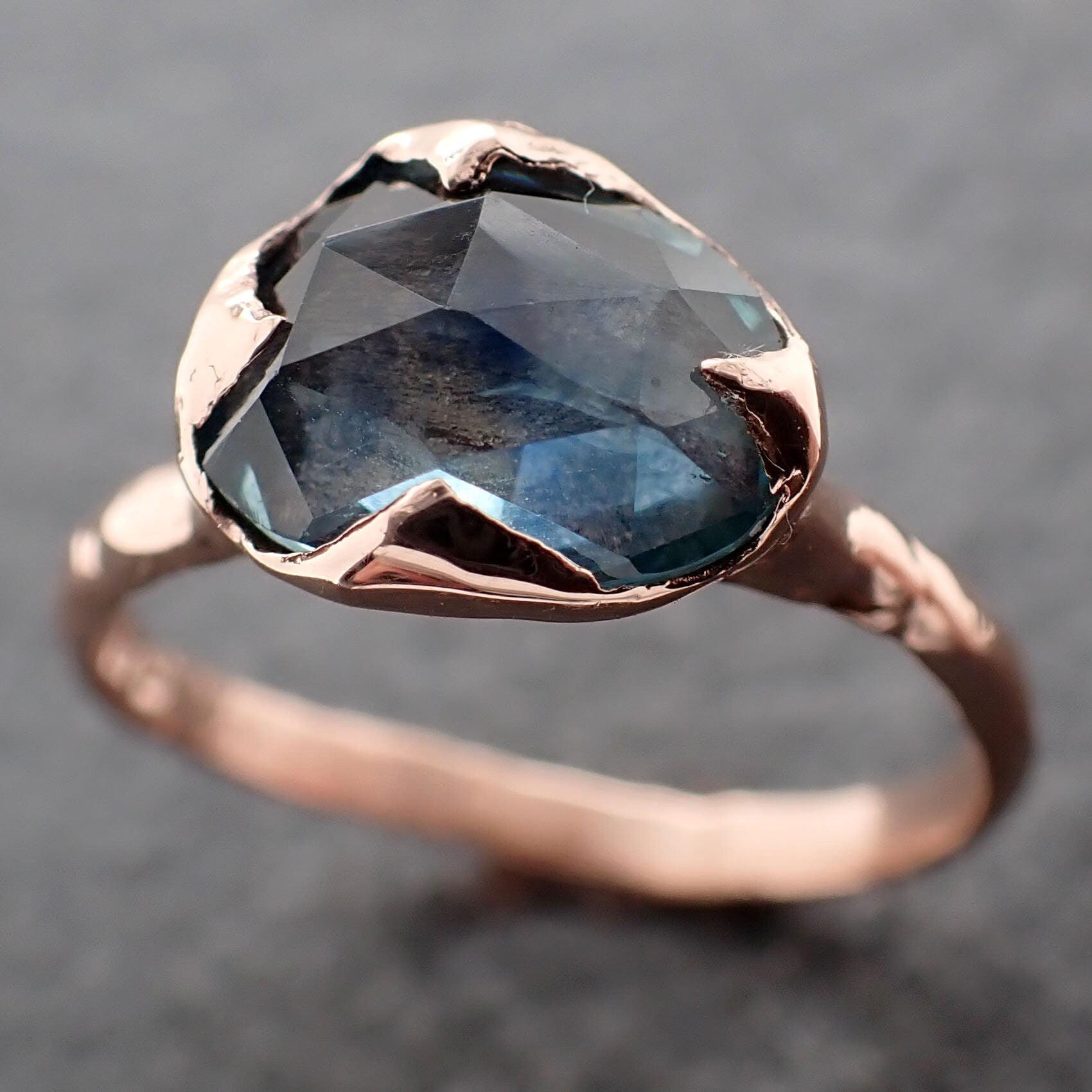 Fancy cut Montana blue Sapphire Rose gold Solitaire Ring Gold Gemstone Engagement Ring 3053