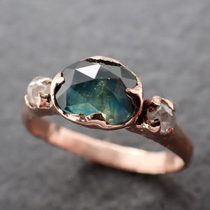 Fancy cut Montana blue Sapphire Rose gold Multi stone Ring Gold Gemstone Engagement Ring 3056