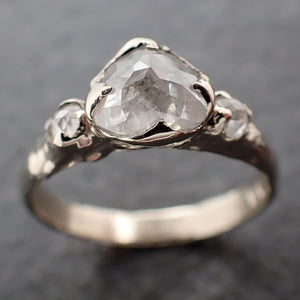 Faceted Fancy cut white Diamond Multi stone Engagement 18k White Gold Wedding Ring byAngeline 3065