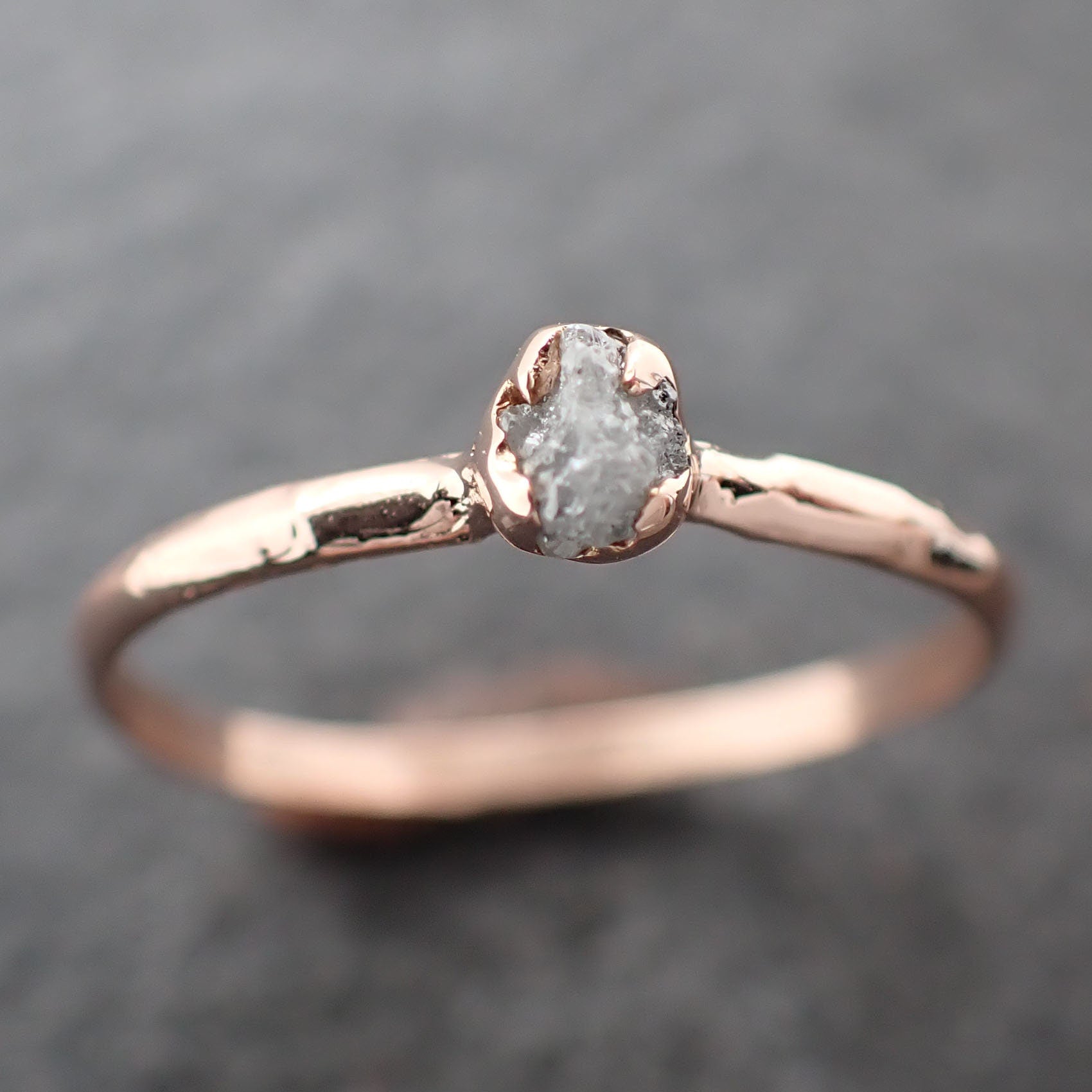 Raw Rough Dainty Diamond Engagement Ring Rough Diamond Solitaire 14k Rose gold Conflict Free Diamond Wedding Promise byAngeline 3029