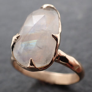 Fancy cut Moonstone Rose Gold Ring Gemstone Solitaire recycled 14k statement cocktail statement 3031