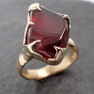 Garnet tumbled red 14k Rose gold Solitaire Cocktail Statement gemstone ring 3037
