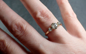Faceted Fancy cut white Diamond Multi stone Engagement 14k Yellow Gold Wedding Ring byAngeline 3043