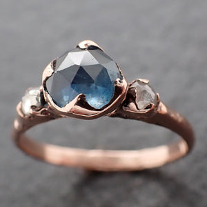 Fancy cut Montana blue Sapphire Rose gold Multi stone Ring Gold Gemstone Engagement Ring 3055