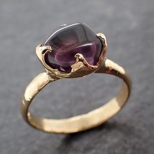 Tumbled purple Garnet 14k gold Solitaire Cocktail Statement gemstone ring 3059
