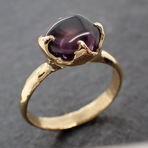 Tumbled purple Garnet 14k gold Solitaire Cocktail Statement gemstone ring 3059