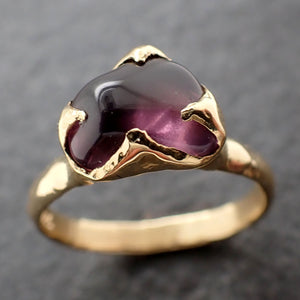 Tumbled purple Garnet 14k gold Solitaire Cocktail Statement gemstone ring 3061