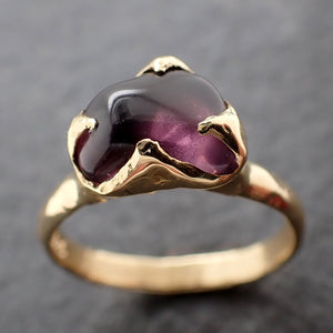 Tumbled purple Garnet 14k gold Solitaire Cocktail Statement gemstone ring 3061