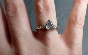 Faceted Fancy cut white Diamond Multi stone Engagement 18k White Gold Wedding Ring byAngeline 3066