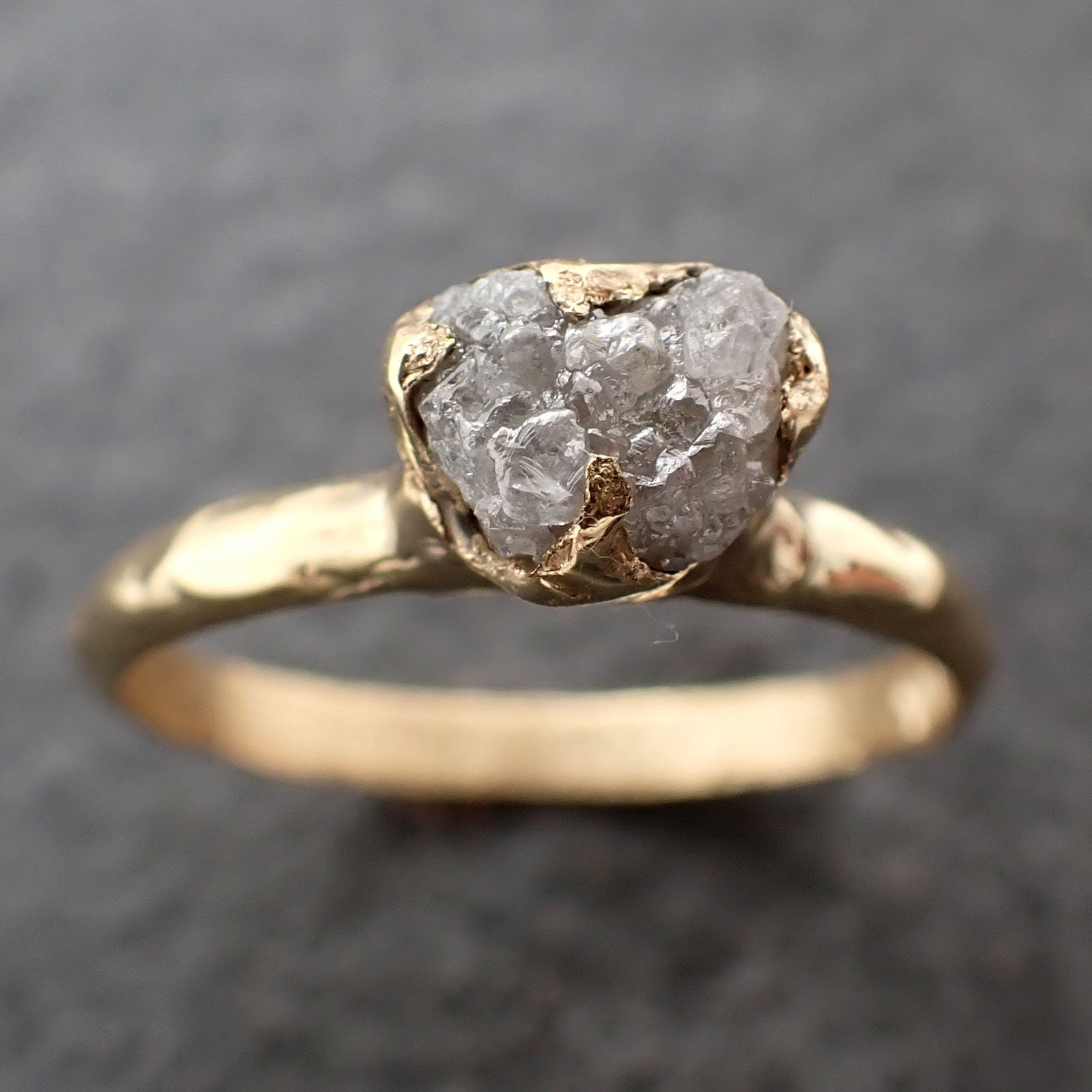 Large Raw Rough Diamond on Recycled Gold Band Custom Made 