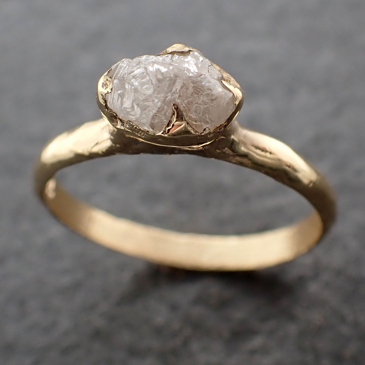 Raw Diamond Engagement Ring Rough Uncut Diamond Solitaire Recycled 14k yellow gold Conflict Free Diamond Wedding Promise 3075