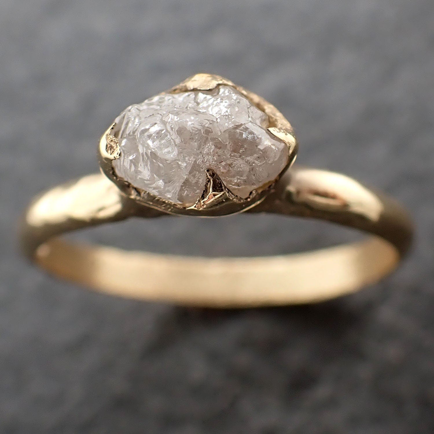 Light Gray Rough Diamond Bezel Set Ring in Solid 14k Rose Gold - Abhika  Jewels