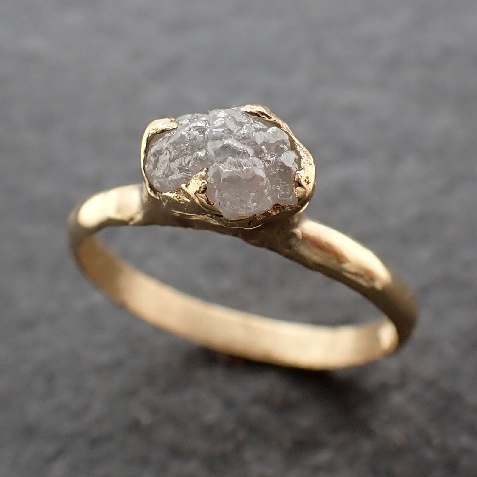 Raw Diamond Engagement Ring Rough Uncut Diamond Solitaire Recycled 14k yellow gold Conflict Free Diamond Wedding Promise 3078