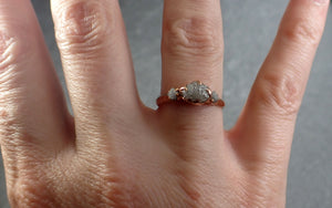 Raw Rough Diamond Engagement Stacking Multi stone Wedding anniversary Rose 14k Gold Ring Rustic 3082