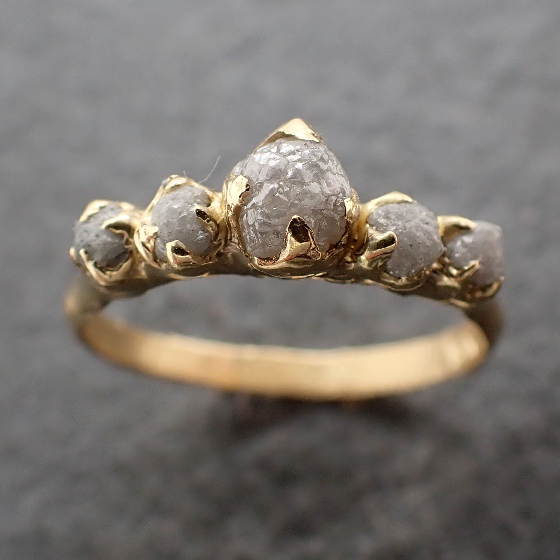Raw Diamond Yellow gold multi stone Engagement Ring Rough 18k Gold Wedding Delicate Ring diamond Wedding Ring Rough Diamond Ring 3083