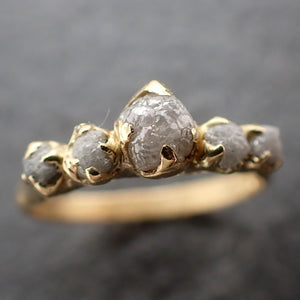 Raw Diamond Yellow gold multi stone Engagement Ring Rough 18k Gold Wedding Delicate Ring diamond Wedding Ring Rough Diamond Ring 3083
