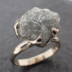Rough Diamond Engagement Ring Raw 14k White Gold Ring Wedding Diamond Solitaire Rough Diamond Ring byAngeline 3089