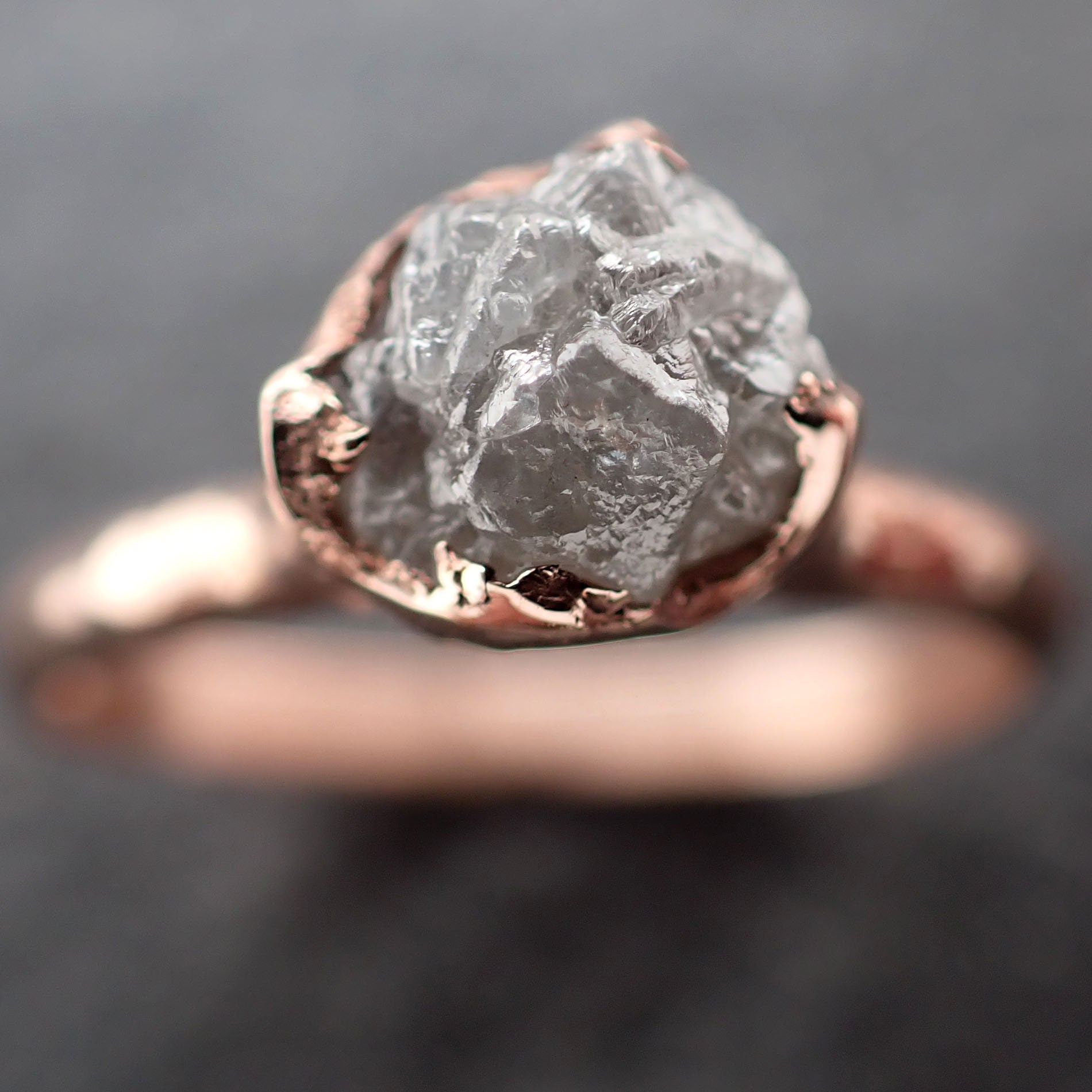 Raw Diamond Engagement Ring Rough Uncut Diamond Solitaire Recycled 14k Rose gold Conflict Free Diamond Wedding Promise 3004