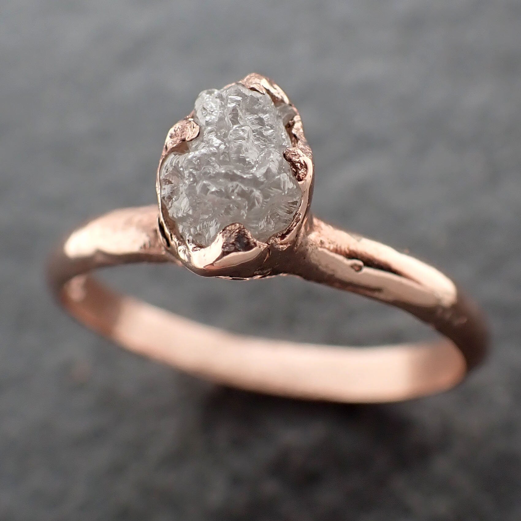 Raw Diamond Engagement Ring Rough Uncut Diamond Solitaire Recycled 14k Rose gold Conflict Free Diamond Wedding Promise 3007