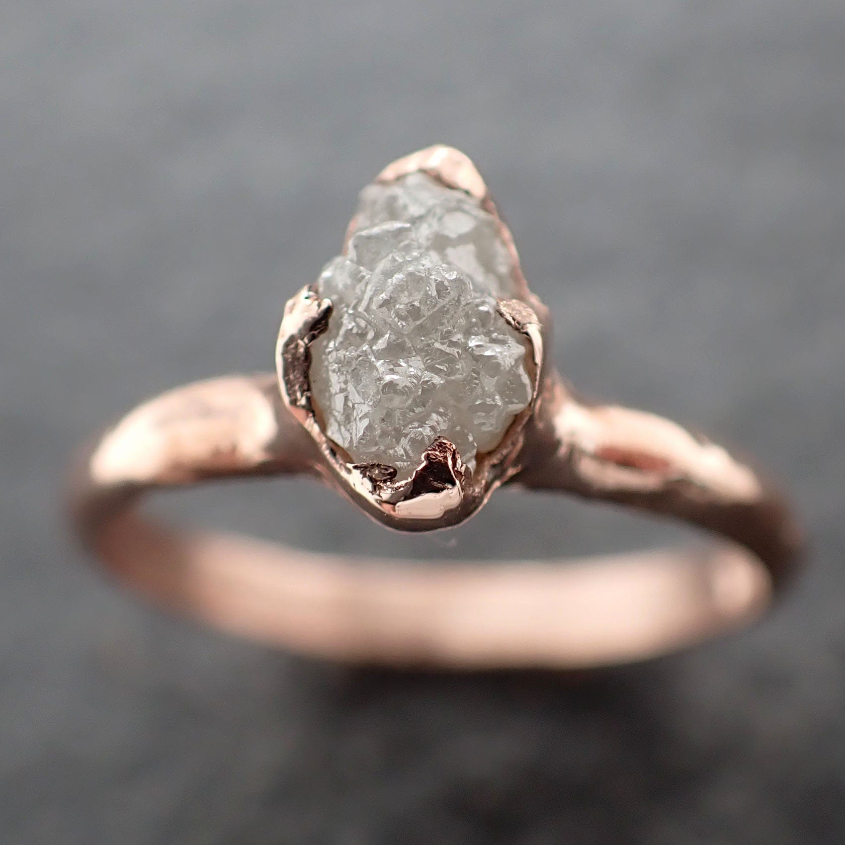 Raw Diamond Engagement Ring Rough Uncut Diamond Solitaire Recycled 14k Rose gold Conflict Free Diamond Wedding Promise 3113