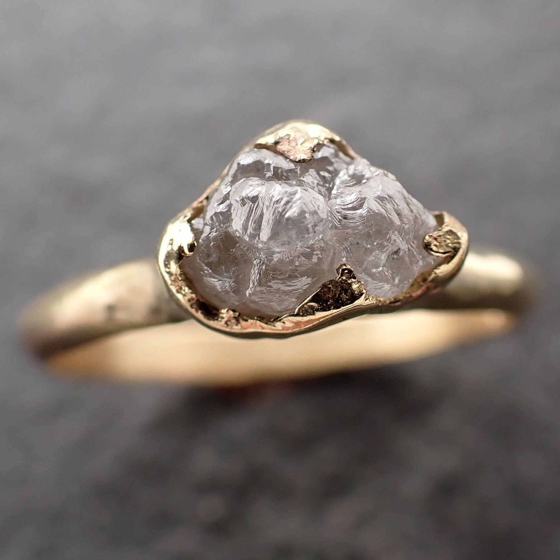 Raw Diamond Engagement Ring Rough Uncut Diamond Solitaire Recycled 14k yellow gold Conflict Free Diamond Wedding Promise 3117