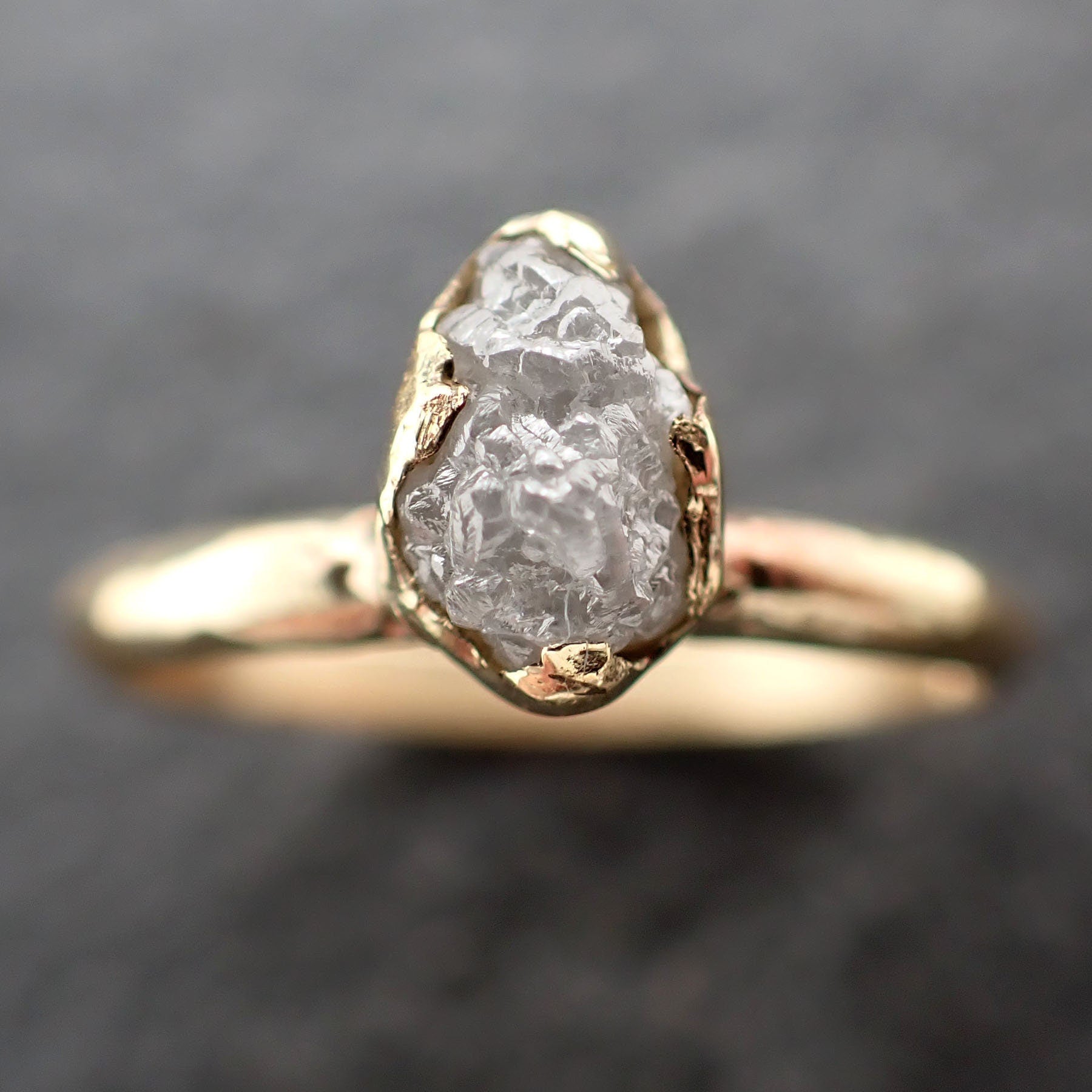 Raw Diamond Engagement Ring Rough Uncut Diamond Solitaire Recycled 14k yellow gold Conflict Free Diamond Wedding Promise 3118